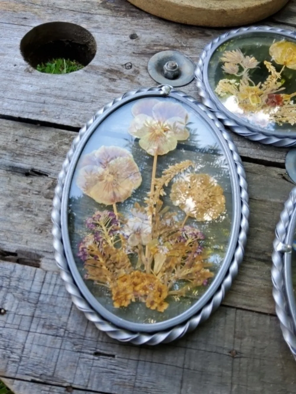 Vintage Three Piece Dried Flower Wall Hanging